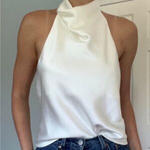 Zara satin white halter top. Open back